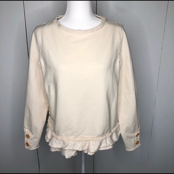 neon buddha Tops - Neon Buddha cream ruffle hem sweatshirt , size S